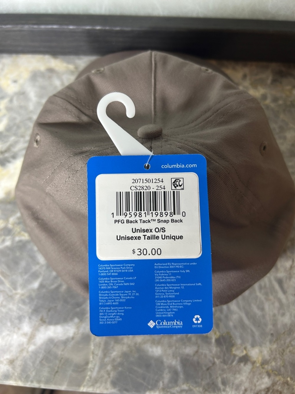 Columbia Taupe PFG Fishing Cap with Black & Cream Rope - Picture 2 of 5
